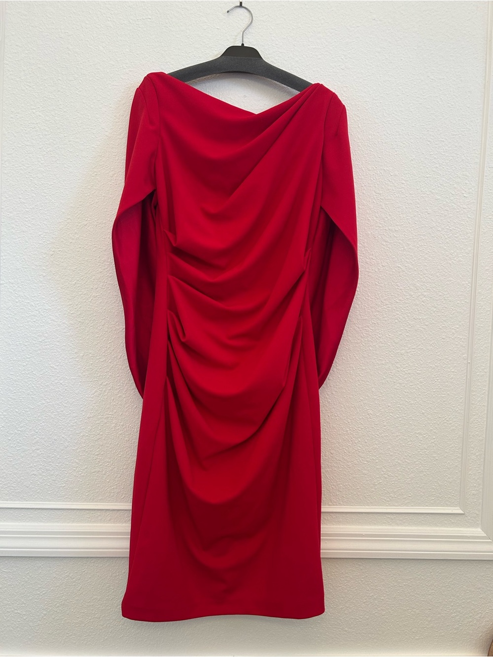 Betsy & Adam Red Drape Back Scuba Crepe Dress - Picture 2 of 5